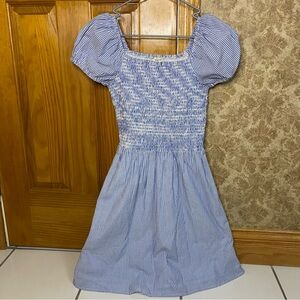 Crewcuts Girls Size 14 Blue and White Striped Smocked Dress- NWT